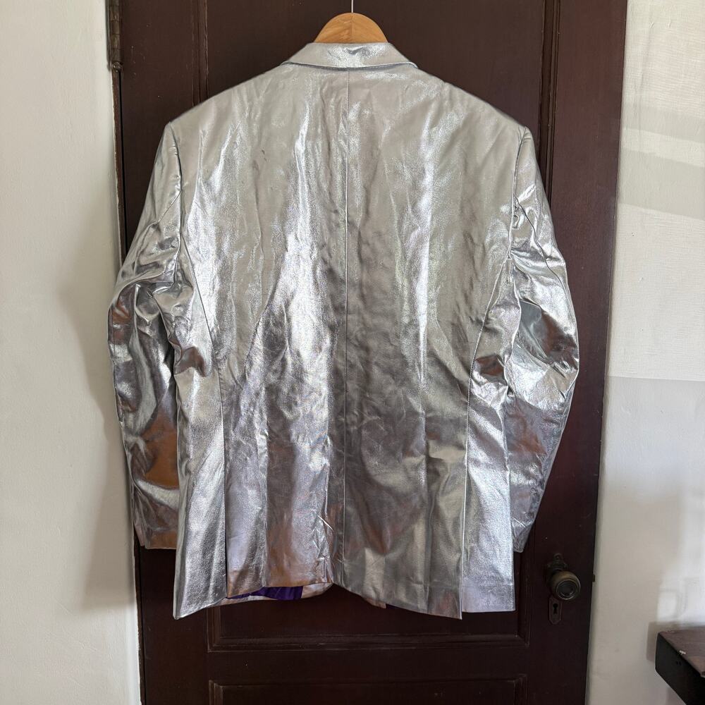 OPPOSUITS | Shiny Silver Blazer Jacket Suit Jacket | 46 XL Novelty blazer - Picture 2 of 7
